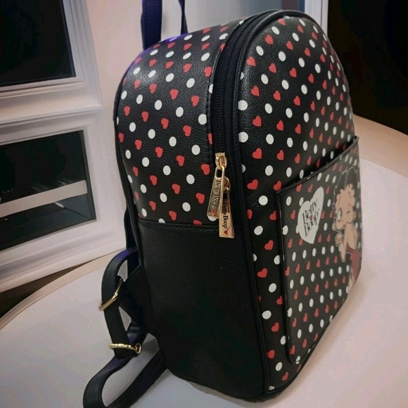 Betty Boop Polka Dot Backpack - Black and Red - Picture 2 of 12